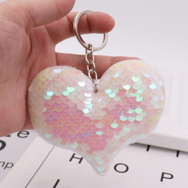 Wholesale Double Sided Reflective Sequin Love Keychain