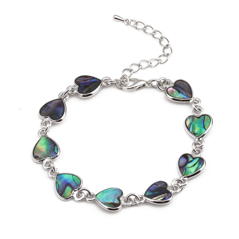 Wholesale Rainbow Abalone Shell Bracelet Heart shaped Love Bracelet