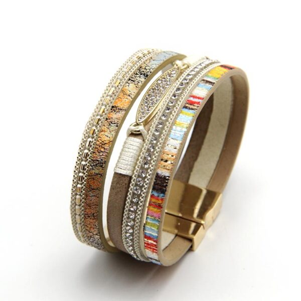 9362996587_745325296 Wholesale Vintage Multi-layer Woven Bohemian Ethnic Style Magnetic Clasp Bracelet