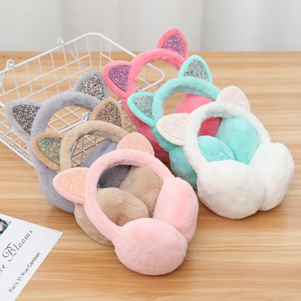 Wholesale Cat Ears Shiny Plush Cute Winter Cold Protection Warm Earmuffs