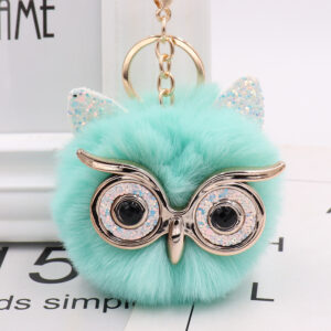 Colorful white eyes + mint green / Gretel Owl (golden chain Buckle)