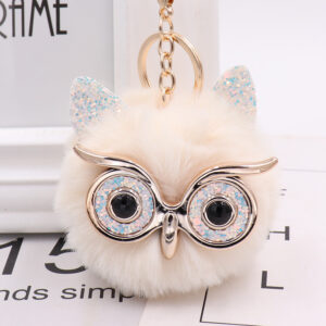 Colorful white eyes + beige / Gretel Owl (golden chain Buckle)