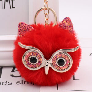 Pink Eyes + bright red / Gretel Owl (golden chain Buckle)