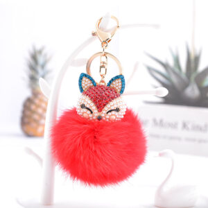 Red Ali head + red fur ball / Full length 16cm pendant 10x8cm