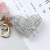 Wholesale Diamond Studded Peach Heart Tassel Leather Keychain