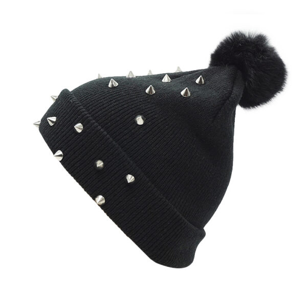 9428316456_1609417678 Wholesale Punk Rivet Autumn Winter Wool Knitted Hat