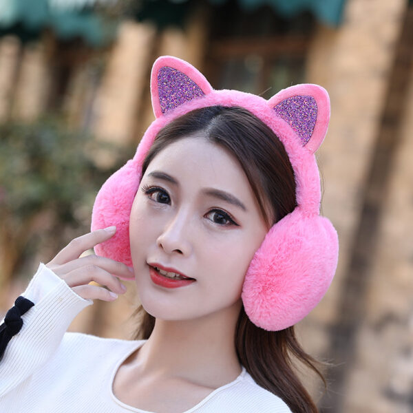 Wholesale Cat Ears Shiny Plush Cute Winter Cold Protection Warm Earmuffs