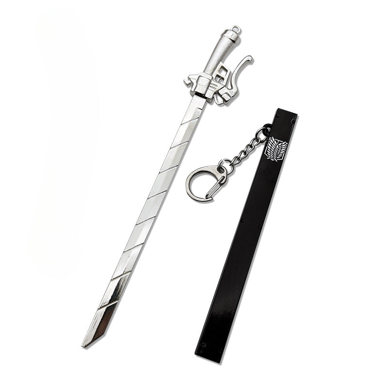Wholesale Anime Titan Wings of Liberty Eren Mikasa Sword Metal Model Keychain