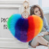 9483456380_1217306215-2 Wholesale Peach Heart Rainbow Imitation Rabbit Fur Keychain