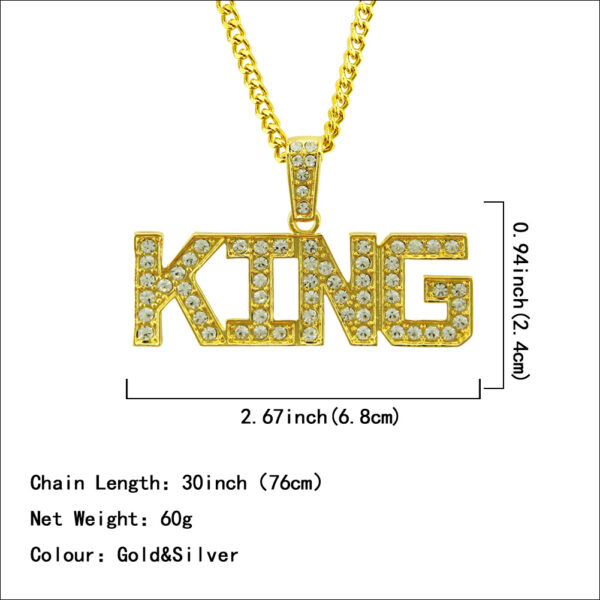 Wholesale Hip Hop King Letter Alloy Necklace
