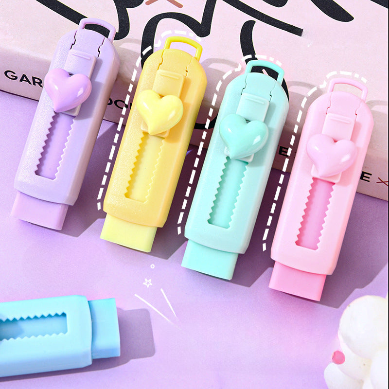 Wholesale Love Push Pull Elastic Macaron Rubber Erasers
