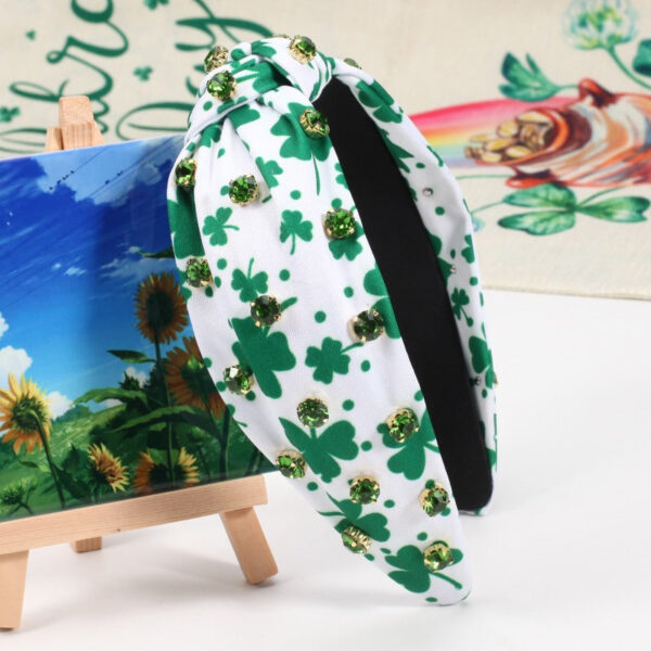 Wholesale Irish St. Patrick's Day Rhinestone Four-leaf Clover Wine Glass Party Headband