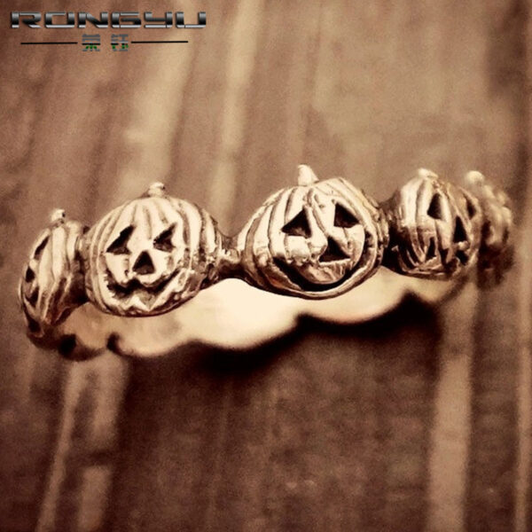 9504436293_731362266 Wholesale 5PCS Halloween Pumpkin Ghost Face Metal Ring