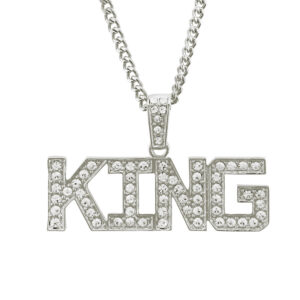 KING letter 6.8*2.4cm (silver)-Cuba chain 76cm