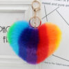 9529154405_1217306215-3 Wholesale Peach Heart Rainbow Imitation Rabbit Fur Keychain