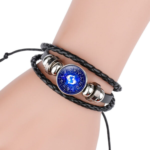 9555557031_1310191283 Wholesale Luminous 12 Constellation Time Gems Leather Bracelet