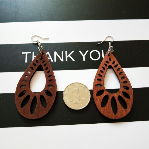 9569793172_125639122 Wholesale Water Drop Shaped Wood Earrings