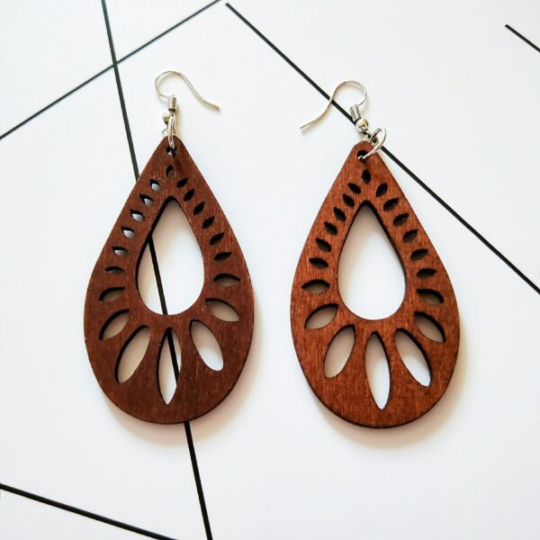 9594421050_125639122 Wholesale Water Drop Shaped Wood Earrings
