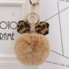 Wholesale 8CM Leopard Print Bow Fur Ball Alloy Keychain