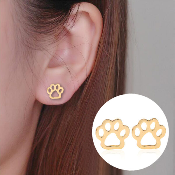 Wholesale Hollow Dog Paw Cat Paw Earrings