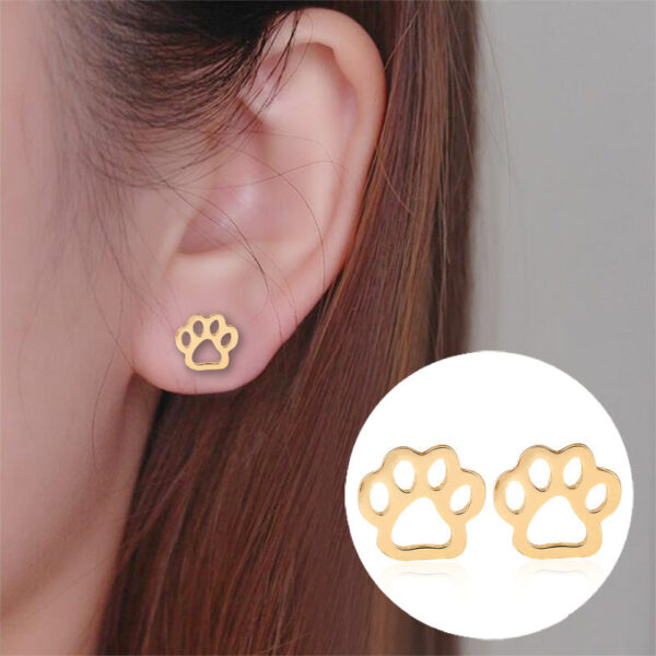 Wholesale Hollow Dog Paw Cat Paw Earrings
