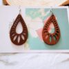 9616439375_125639122 Wholesale Water Drop Shaped Wood Earrings