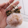 Wholesale 8CM Leopard Print Bow Fur Ball Alloy Keychain