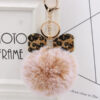 Wholesale 8CM Leopard Print Bow Fur Ball Alloy Keychain