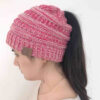 Wholesale Autumn and Winter Label Knitted Ponytail Beanie