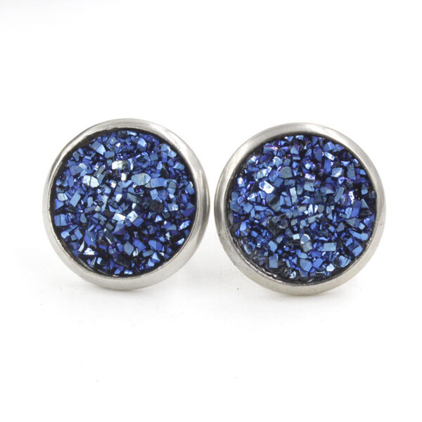Wholesale Titanium Steel Resin Cluster Colorful Diamond Gypsophila Star Stud Earrings