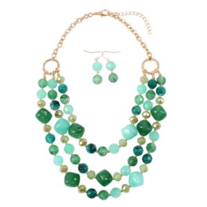 9646375350_192854676 Wholesale Multilayer Plastic Bead Earrings Necklace Jewelry Set