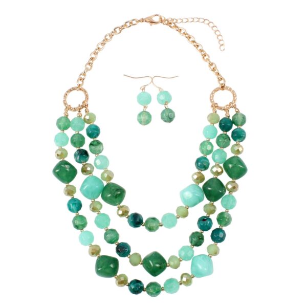 Wholesale Multilayer Plastic Bead Earrings Necklace Jewelry Set