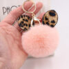 Wholesale Leopard Print Ear Fur Ball Keychain Plush