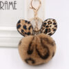 Wholesale Leopard Print Ear Fur Ball Keychain Plush