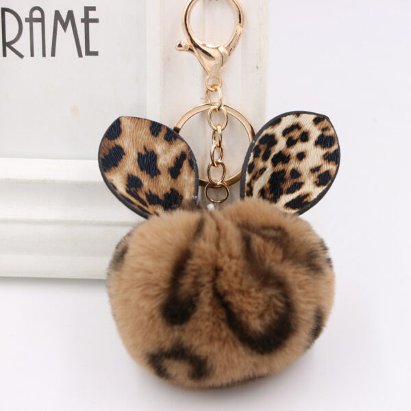 Wholesale Leopard Print Ear Fur Ball Keychain Plush