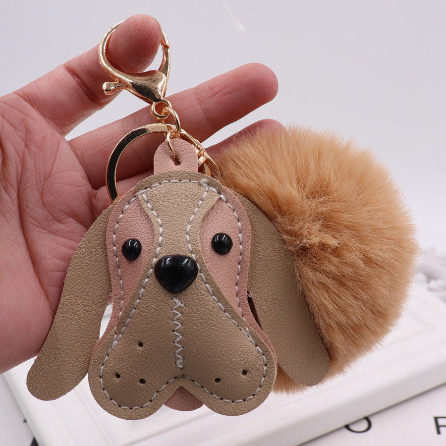Wholesale PU Leather Ppy Plush Keychains