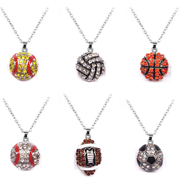 9659122221_587681909 Wholesale Basketball Rugby Necklace Softball Pendant Necklaces