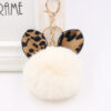 Wholesale Leopard Print Ear Fur Ball Keychain Plush