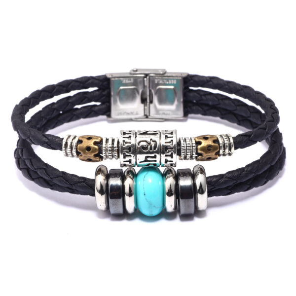 9677036519_1951107721 Wholesale Stainless Steel Turquoise Leather Bracelet