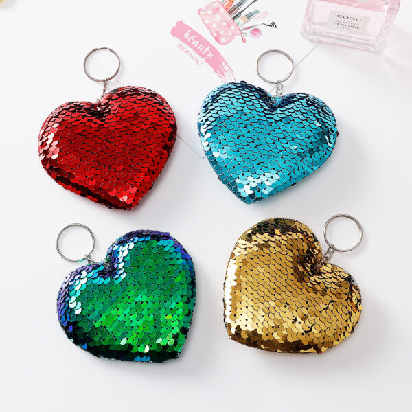 Wholesale Heart Sequin Fabric Keychains