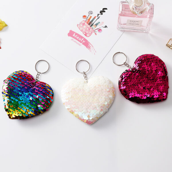 Wholesale Heart Sequin Fabric Keychains