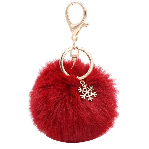 Wholesale Christmas Snowflake Plush Alloy Snowflake Ball Keychains