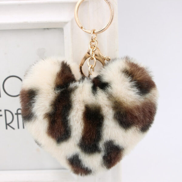 9730122233_1217306215 Wholesale Artificial Fur Heart-shaped Leopard Fur Ball Key Chain