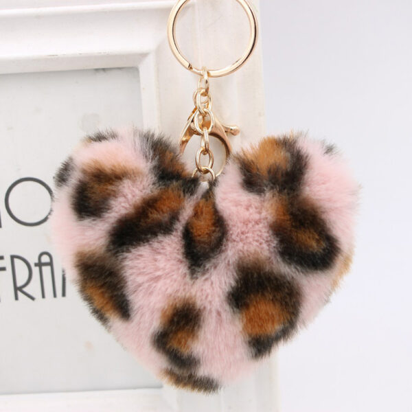 9756487568_1217306215 Wholesale Artificial Fur Heart-shaped Leopard Fur Ball Key Chain