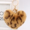 9779405542_1217306215-1 Wholesale Artificial Fur Heart-shaped Leopard Fur Ball Key Chain
