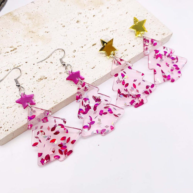 Wholesale Christmas five-inted star acrylic earrings
