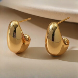Wholesale C Shape Pea Gold Plated Earrings