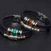 9868825592_1092001090 Wholesale Stainless Steel Turquoise Leather Bracelet