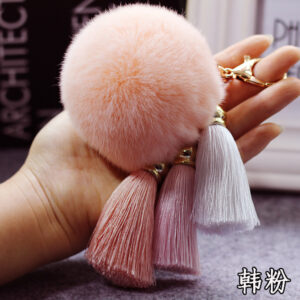 Korean pink fur ball tassel / 8cm