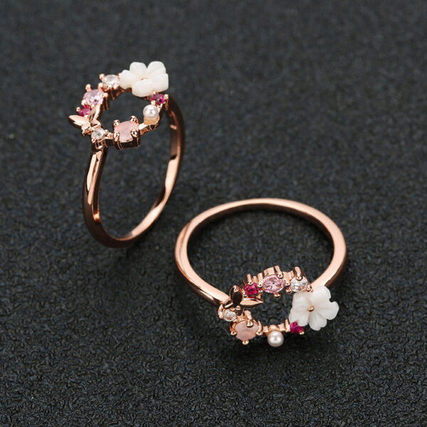 Wholesale Copper Butterfly Flower Rings